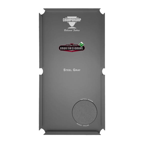 Championship Invitational Pool Table Felt, Billiard Table Cloth, Pool Table Felt Replacement kit, Billiards Table Felt Pool, 6 Precut Rail Cloth Strips, Pool Table Accessories - 7 FT (Steel Gray)