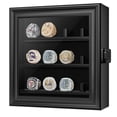 thumbnail image 1 of Championship Ring Display Case, 12 Ring Posts Baseball Ring Holder, Wall Mount Wooden Shadow Box for Multiple Championship Rings, 1 of 7