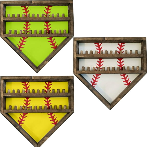 Championship Ring Display Case, 24 Ring Posts Softball Ring Holder, Box Wall Mount Sports Award Trophy Case, Football Basketball Softball Baseball Ring Holder Display