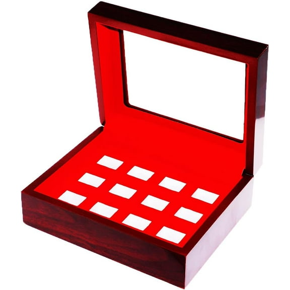 Championship Ring Display Case Box for Sports Baseball Football Softball Fishing Gift Graduate College Basketball Tournament Father's Showcase Anniversary Souvenir Birthday Collectible Ring