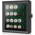 thumbnail image 1 of Championship Ring Display Case, Lockable Baseball Ring Holder with 20 Posts, Wooden Shadow Box Wall Mount for Multiple Rings, 1 of 6