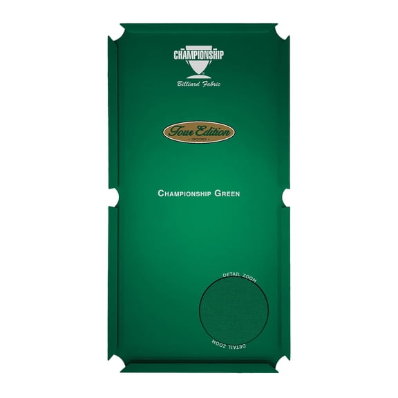 Championship Tour Edition Pool Table Felt, Billiard Table Cloth, Pool Table Felt Replacement kit, Billiards Table Felt Pool, 6 Precut Rail Cloth Strips, Pool Accessories - 7 FT (Championship-Green)