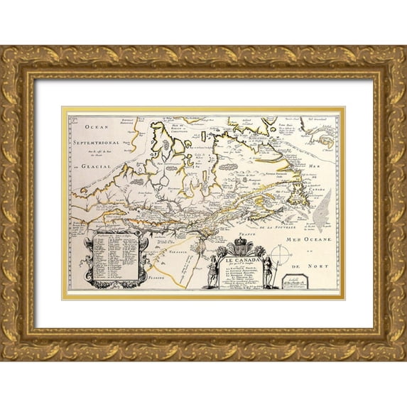 Champlain, Samuel De 14x11 Gold Ornate Wood Framed with Double Matting Museum Art Print Titled - New France or Canada by Champlain