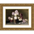 thumbnail image 1 of Champney, Benjamin 24x18 Gold Ornate Wood Framed with Double Matting Museum Art Print Titled - Roses, 1 of 4