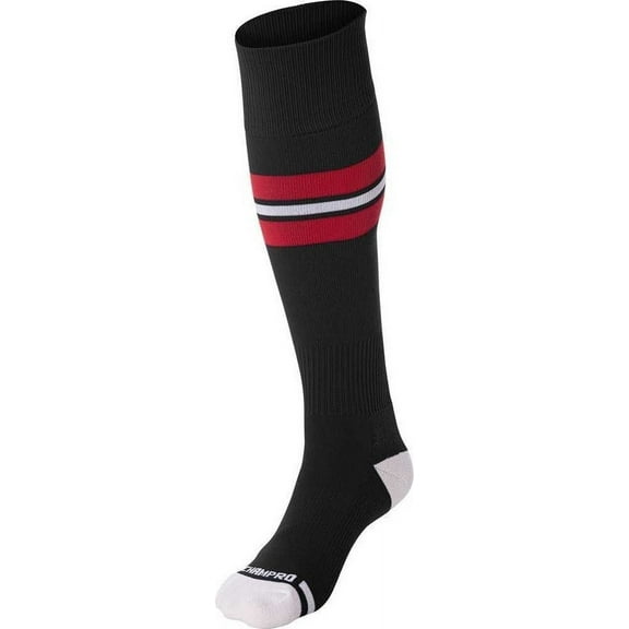 Champro AS3 Striped Baseball Knee High Socks - Black Scarlet White