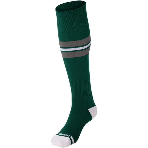 Striped Baseball Sock - FOREST GREEN, GREY, WHITE - S