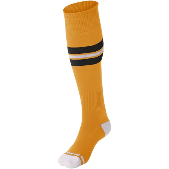 Striped Baseball Sock - GOLD, BLACK, WHITE - XS