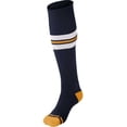 thumbnail image 1 of Champro AS3 Striped Baseball Knee High Socks - Navy White Gold, 1 of 1
