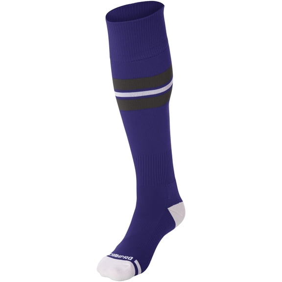Striped Baseball Sock - PURPLE, GRAPHITE, WHITE - L