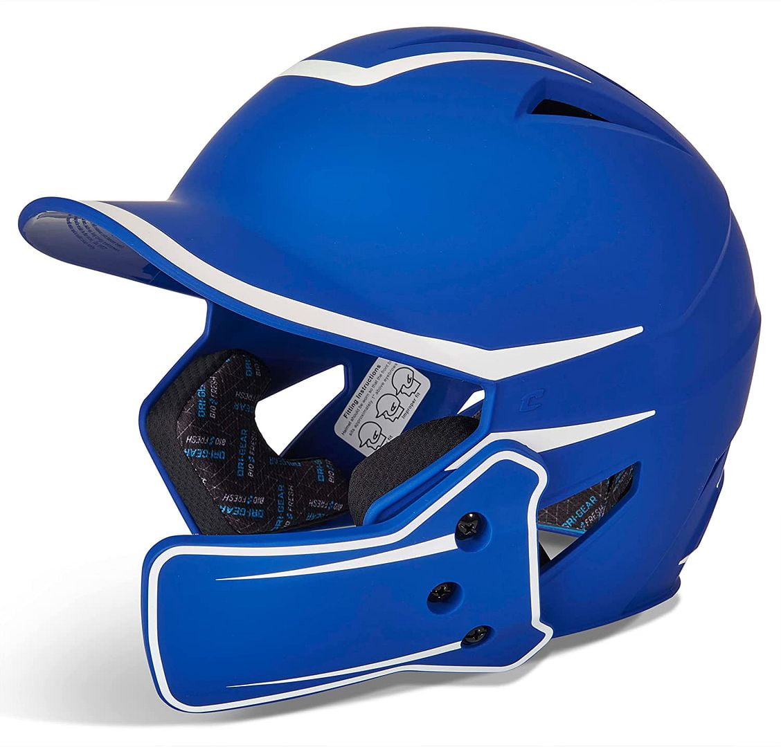 Champro Adult Hx Legend Plus Batting Helmet W/Universal Jaw Guard Royal/White 7 7 1/2