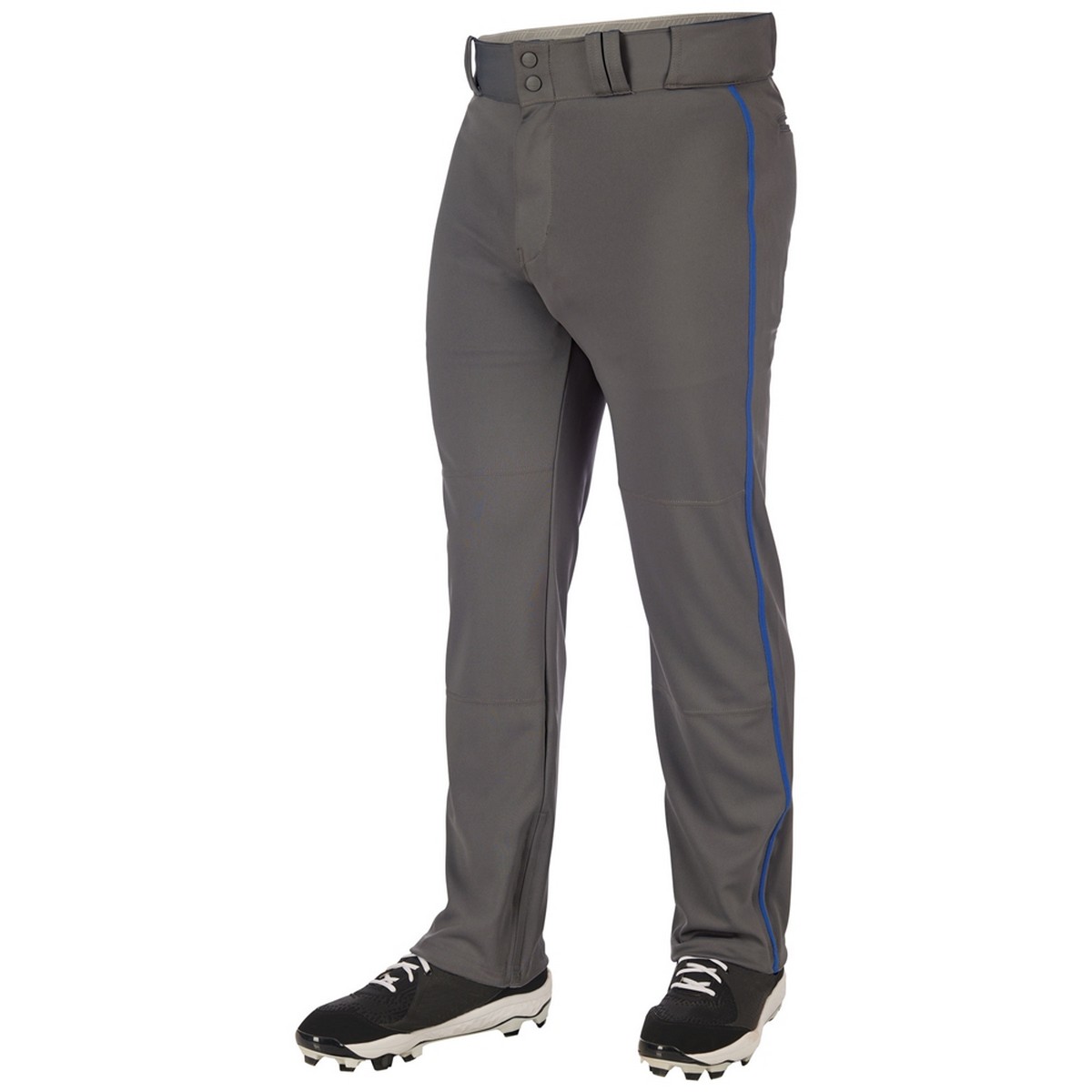 Pantaloni Baseball Champro Triple Crown 2.0 Open Bottom Con Treccia - Uomo, Grafite E Blu Navy, Taglia XL, 100% Poliestere