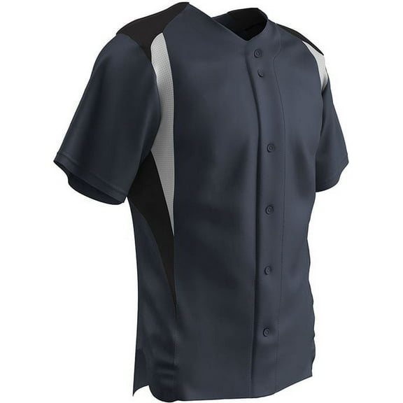 Champro Bull Pen Full-Button Baseball Jersey Graphite w/ Black and White Highlights