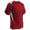 thumbnail image 1 of Champro Bull Pen Full-Button Baseball Jersey Scarlet w/ White and Graphite Highlights, 1 of 1