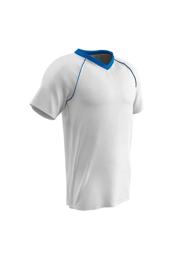 Bunt Lightweight Mesh Baseball/Soccer Jersey White w/ Royal Collar