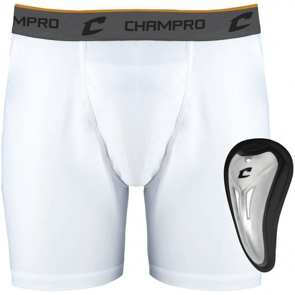 Champro Youth Compression Baseball Boxer Short w/Cup White M