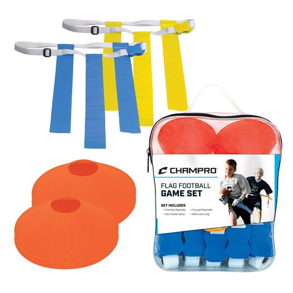 Champro Flag Football and Cone Game Set - 10 Belts, 4 Marker Discs & Carry Bag