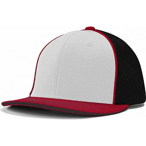 Champro HC3 Varsity Trucker Cap - White Black Scarlet Scarlet