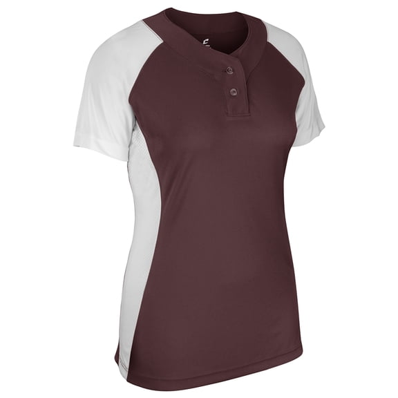 Champro Infinite 2-Button Short Sleeve Softball Jersey Girls' Maroon
