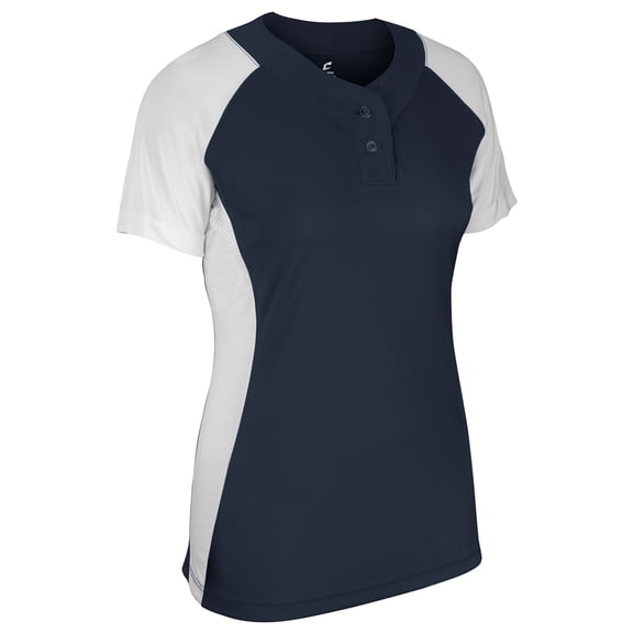 Champro Infinite 2-Button Short Sleeve Softball Jersey Girls' Navy