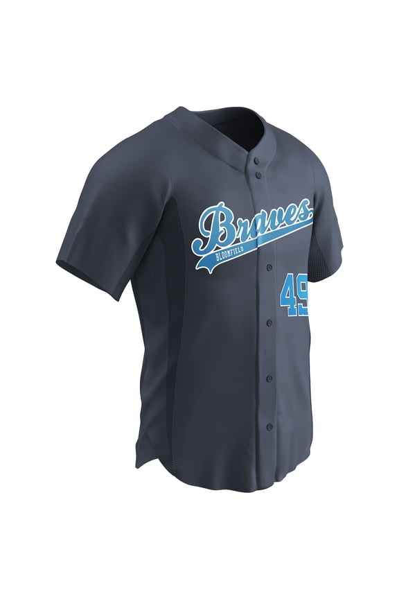 RELIEVER Full Button Baseball Jersey - GREY BODY - S