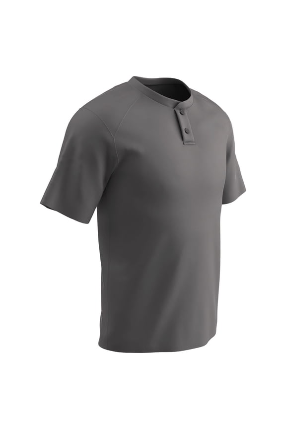 Mens Dri-Gear Turn Two 2-Button Baseball Jersey Charcoal Xl