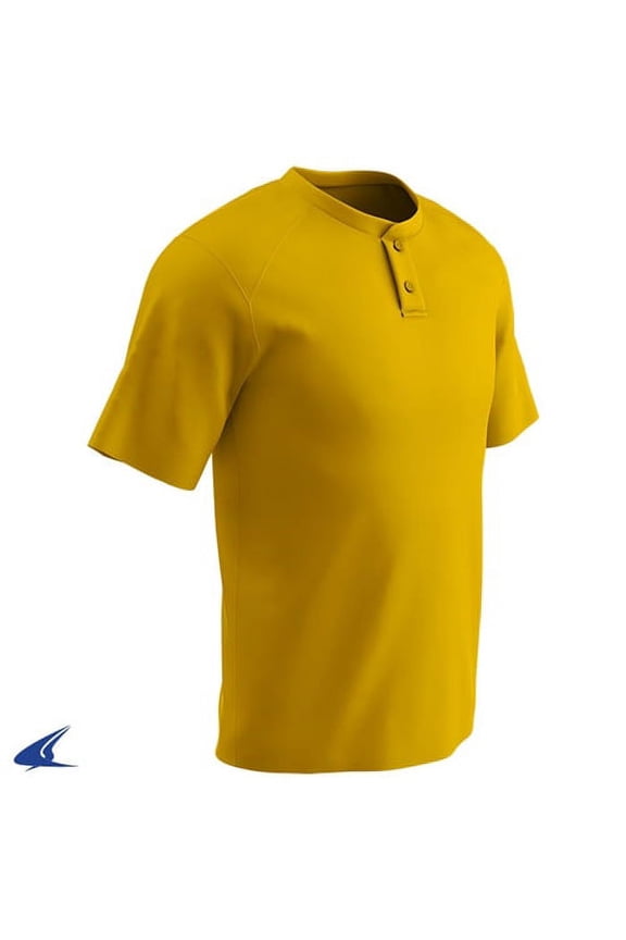 Mens Dri-Gear Turn Two 2-Button Baseball Jersey Gold L