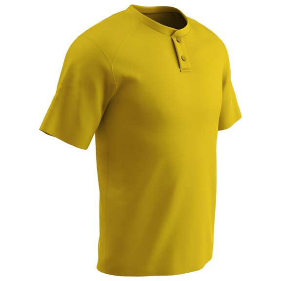 Champro Mens Dri-Gear Turn Two 2-Button Baseball Jersey Gold Xl