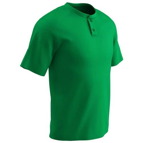 Champro Mens Dri-Gear Turn Two 2-Button Baseball Jersey Green Xl