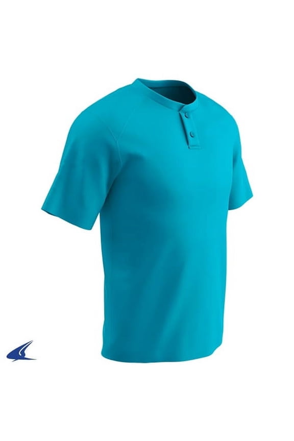 Mens Dri-Gear Turn Two 2-Button Baseball Jersey Light Blue 2Xl