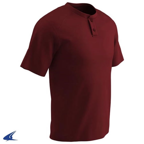 Champro Mens Dri-Gear Turn Two 2-Button Baseball Jersey Maroon 3Xl