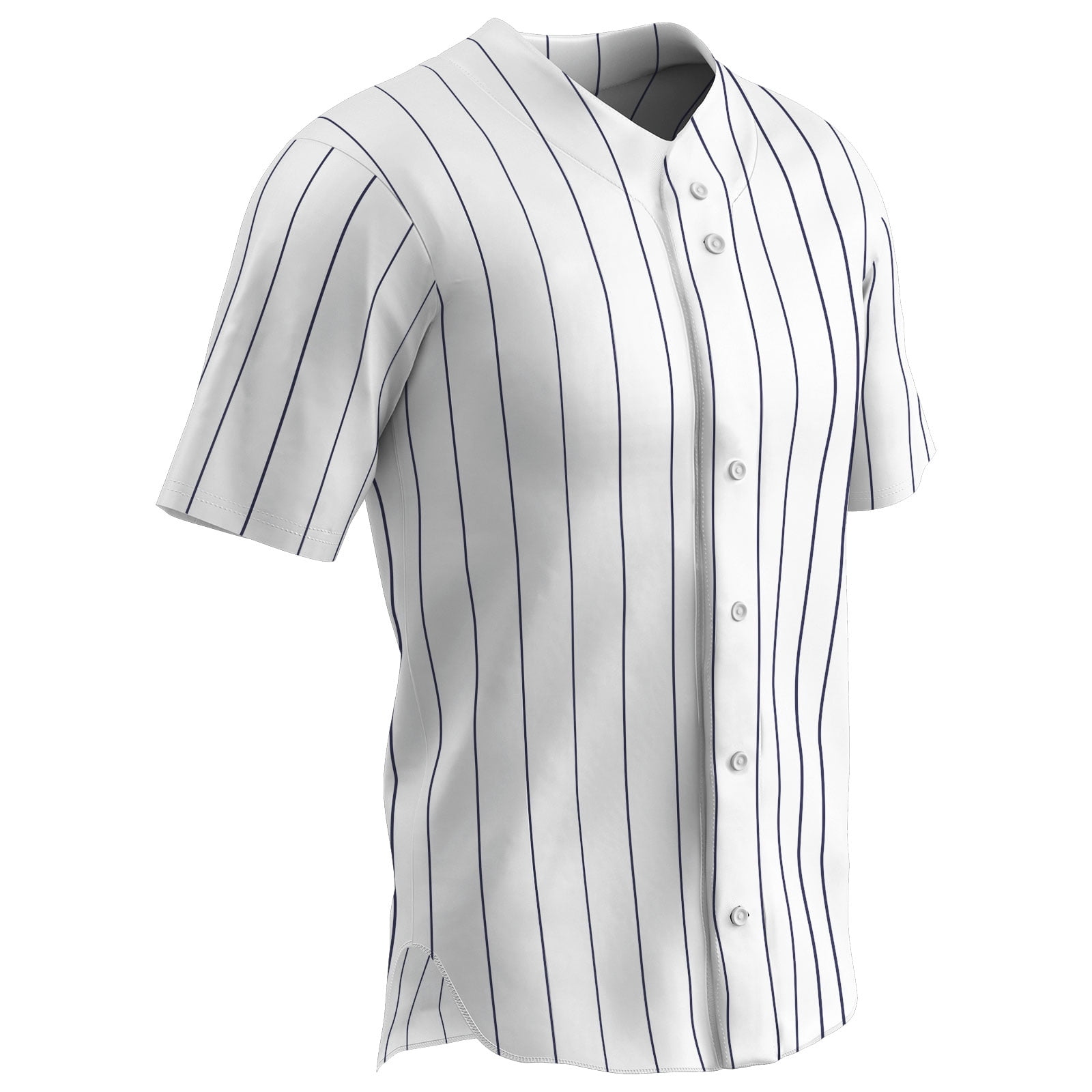 Champro Sports Ace Polyester Button-Front Baseball Jersey, Adult Large, White with Navy Pinstripes