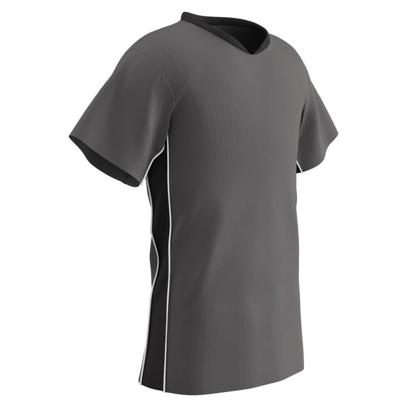 Champro Sports Header Lightweight Soccer Jersey, Adult Medium, Charocal, Black Highlights, White Trim