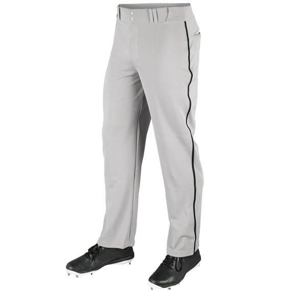 Champro Sports MVP Open Bottom Baseball Pants with Braid, Youth Large, Grey with Black Braid