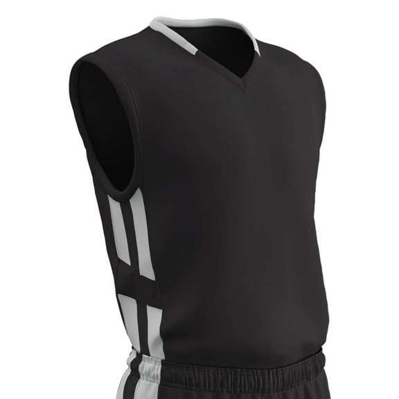 Champro Sports Muscle Basketball Jersey, Adult 2X-Large, Black with White Highlights