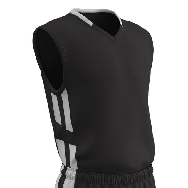 Champro Sports Muscle Basketball Jersey, Adult 2X-Large, Black with White Highlights