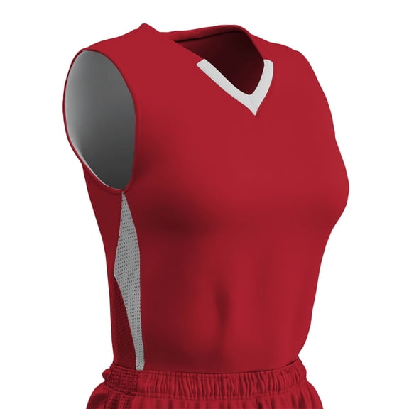 Champro Sports Post Up Reversible Basketball Jersey, Girls' Large, Scarlet and White
