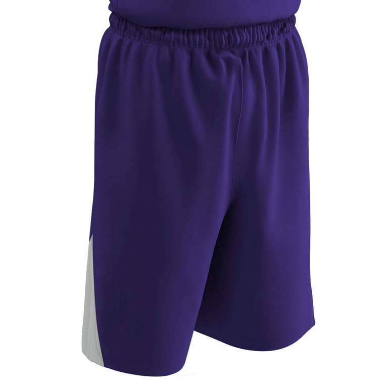 Champro Sports Slam Dunk Reversible Basketball Shorts, Youth Large, Purple  and White 