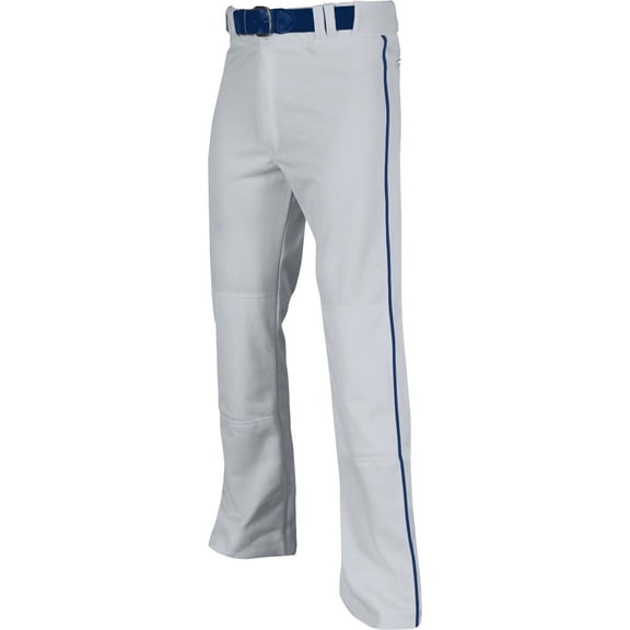 Champro Sports Triple Crown Open-Bottom Baseball Pants with Braid, Adult Medium, Grey with Navy Braid