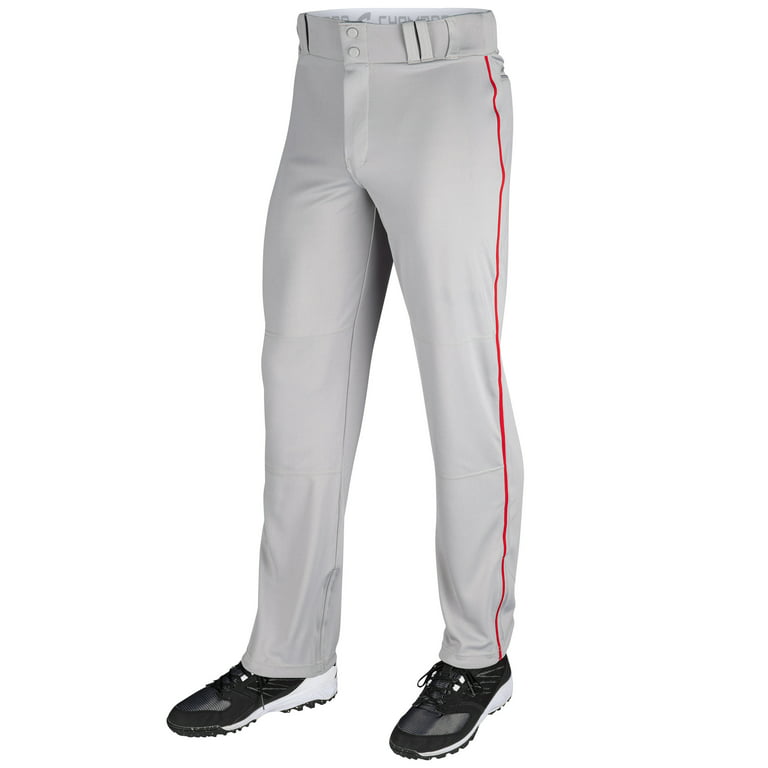 Champro Sports Triple Crown Open-Bottom Baseball Pants with Braid, Adult  Medium, Grey with Scarlet Braid