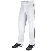 Champro Sports Triple Crown Open-Bottom Baseball Pants with Braid, Adult Medium, White with Black Braid