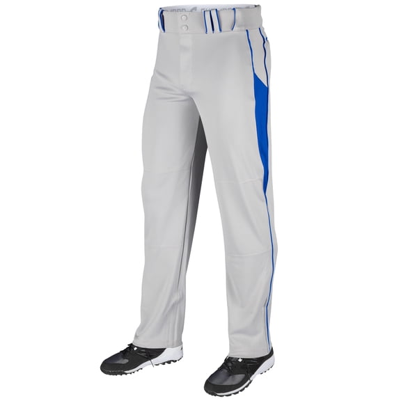 Champro Triple Crown Open Bottom 2 Youth Baseball Pants (S, Gray/Royal)