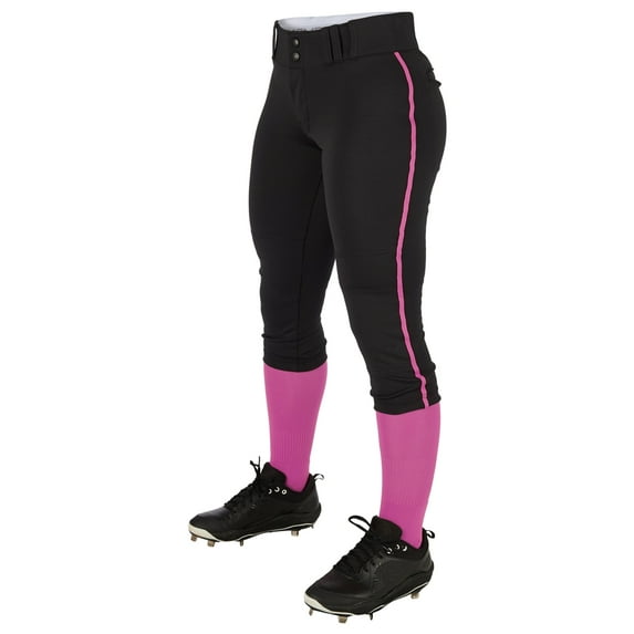 TOURNAMENT w/Pipe Softball Pant - BLACK,PINK - XL