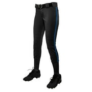 Champro Tournament Traditional Low Rise Womens Fastpitch Pants W/Braid Black / Royal, Large