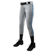 Champro Tournament Traditional Low Rise Womens Fastpitch Pants W/Braid Gray / Royal, Small