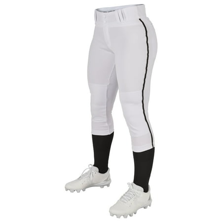 Champro Women's Tournament w/Pipe Softball Pant - WHITE,BLACKPIPE - M