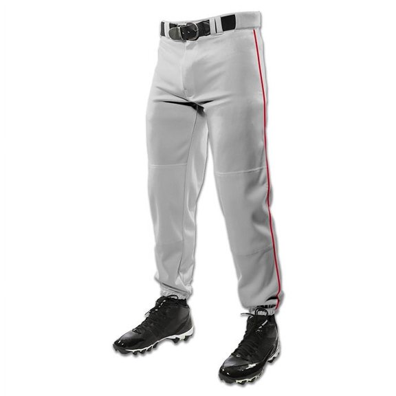 Champro Triple Crown Classic W/ Braid Boys Baseball Pants, Gray/Scarlet, Extra Large