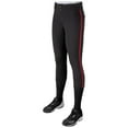 thumbnail image 1 of Champro Women/Girl's Tournament Low Rise Piped Pants: BP11P Black/Scarlet / Youth Medium, 1 of 7