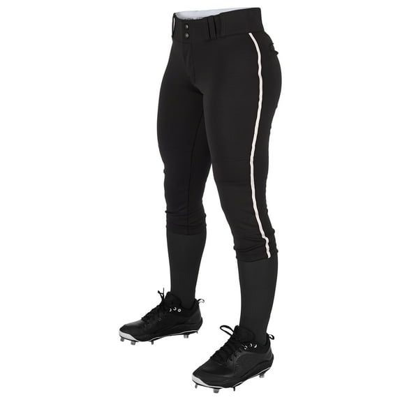 TOURNAMENT w/Pipe Softball Pant - BLACK,WHITEPIPE - L