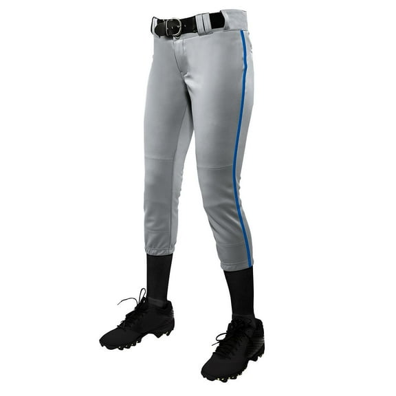 Champro Women's Tournament Fastpitch Pant with Piping Gray/Royal XL