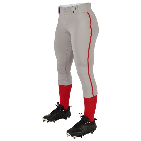 TOURNAMENT w/Pipe Softball Pant - GREY,SCARLET - XL